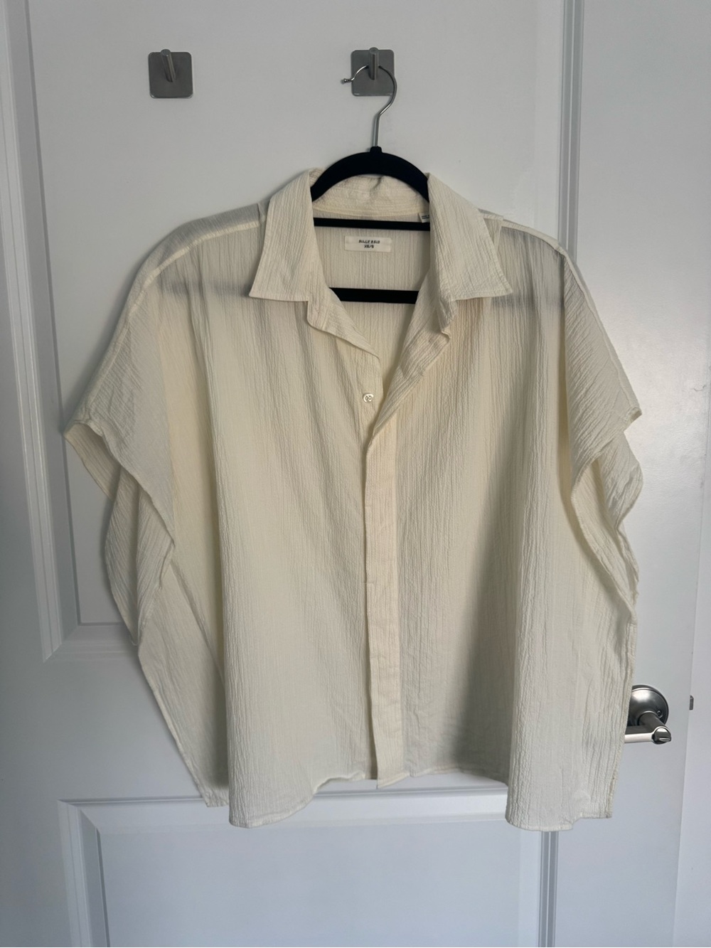 Billy Reid Cream Hammered Cotton Camp Shirt